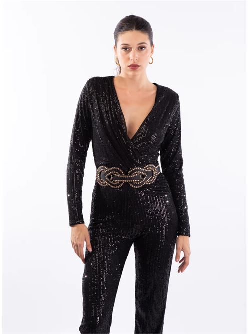 jumpsuit in paillettes LE VOLIERE | WW23J454BNERO